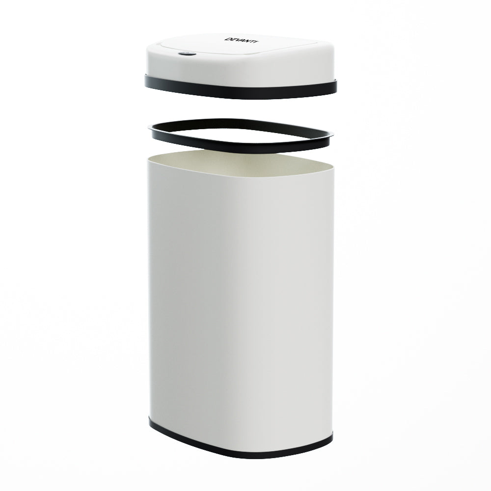 Devanti 50L Sensor Bin Motion Rubbish Automatic White 3