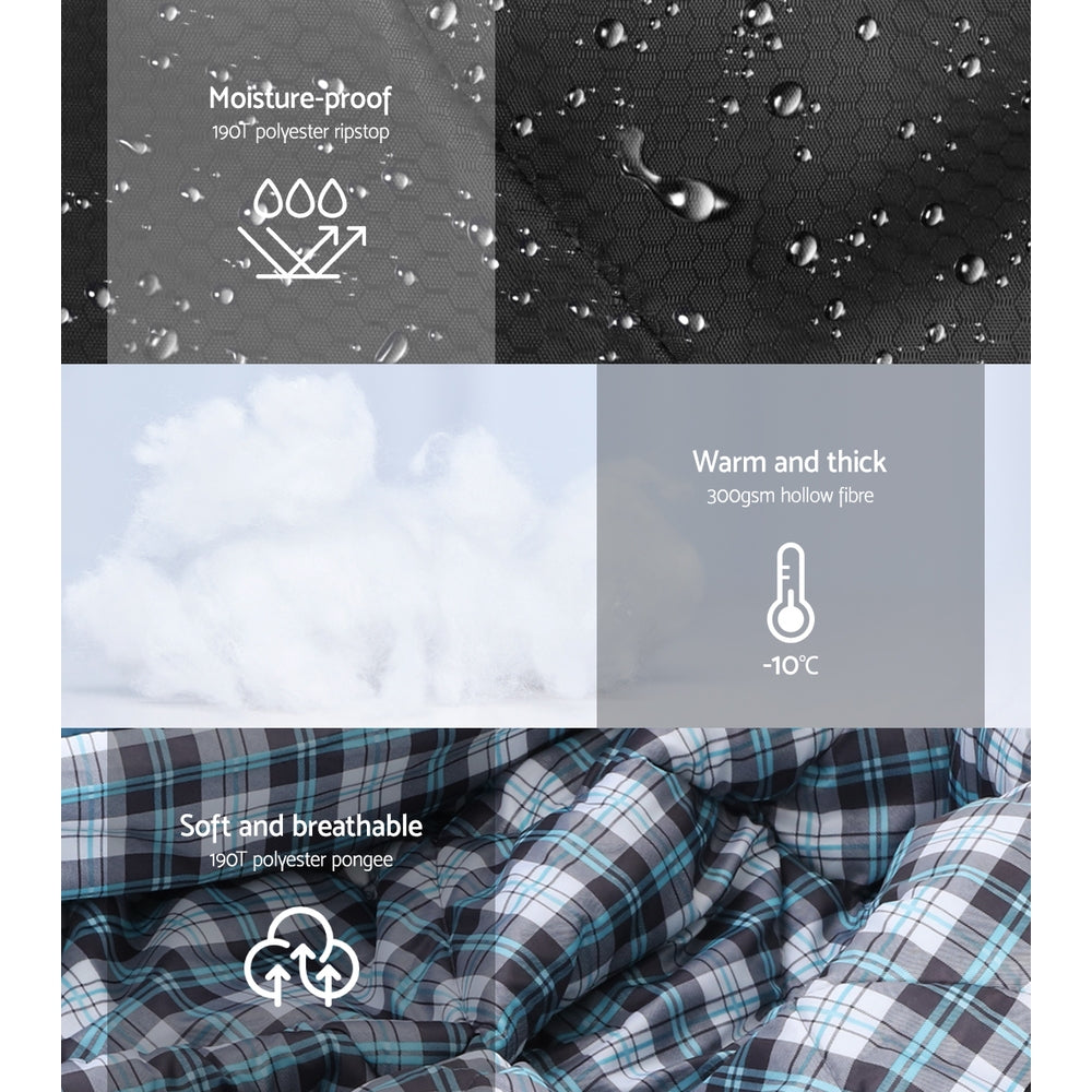 Weisshorn Sleeping Bag Double Pillow Thermal Camping Hiking Tent Grey -10&deg;C 5