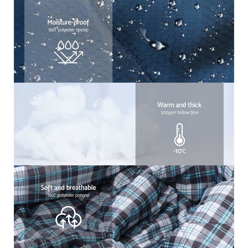 Weisshorn Sleeping Bag Double Pillow Thermal Camping Hiking Tent Blue -10&deg;C 5