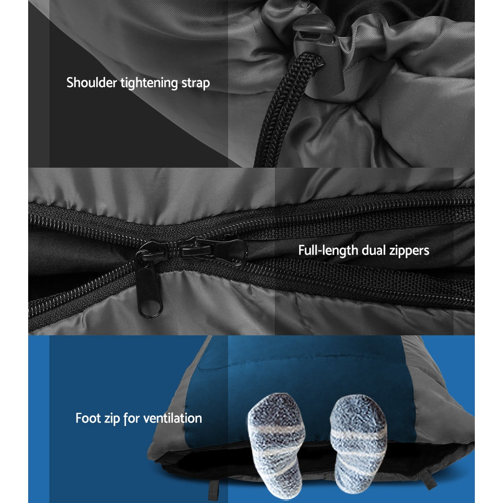 Weisshorn Sleeping Bag Single Thermal Camping Hiking Tent Blue -20°C 6