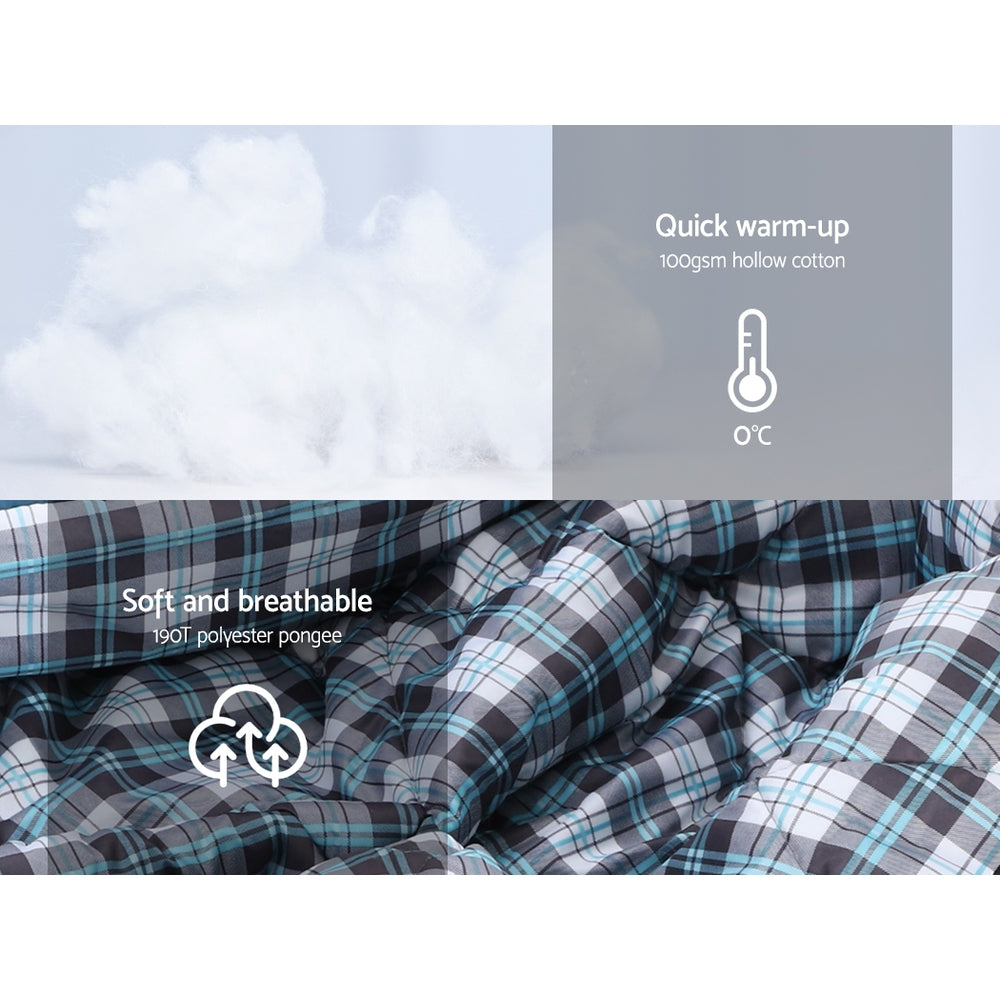 Weisshorn Sleeping Bag Single Thermal Camping Hiking Tent Grey 0&deg;C 5