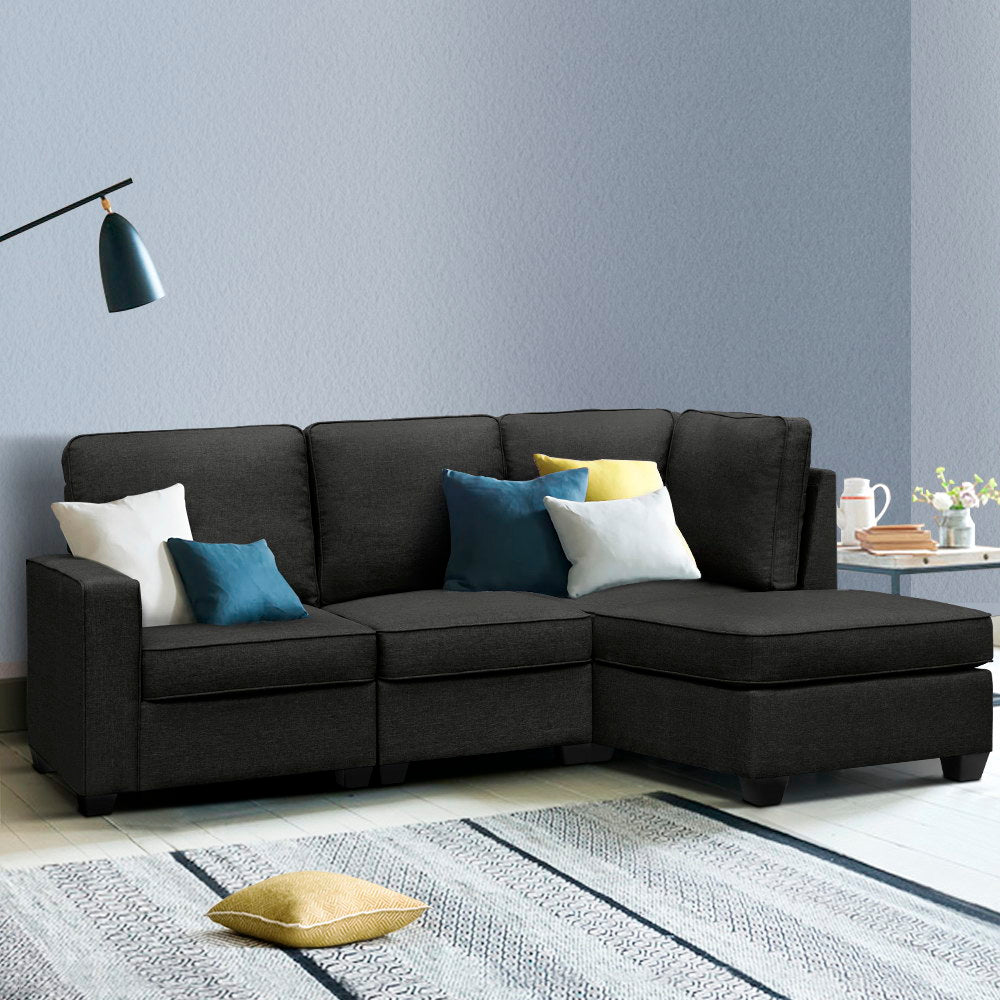 Artiss Modular Sofa Chaise Set 4-seater Dark Grey 7