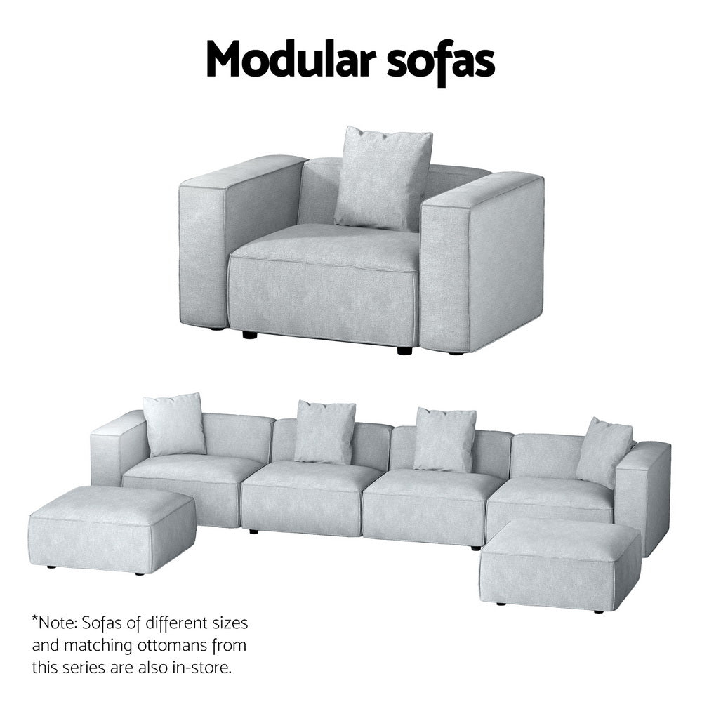 Artiss Modular Sofa Chaise Set 3-Seater Grey 6