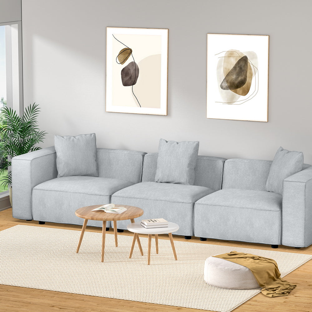 Artiss Modular Sofa Chaise Set 3-Seater Grey 7