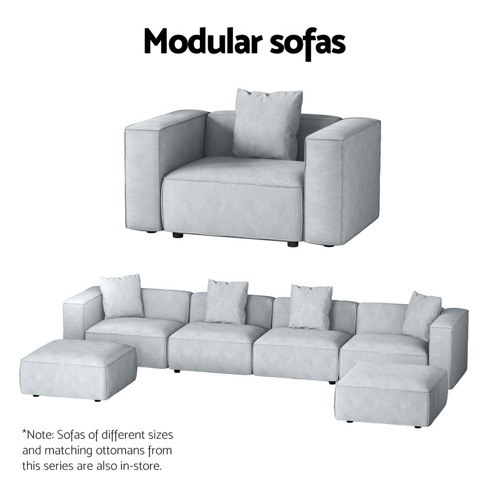 Artiss Modular Sofa Chaise Set 5-Seater Grey 6