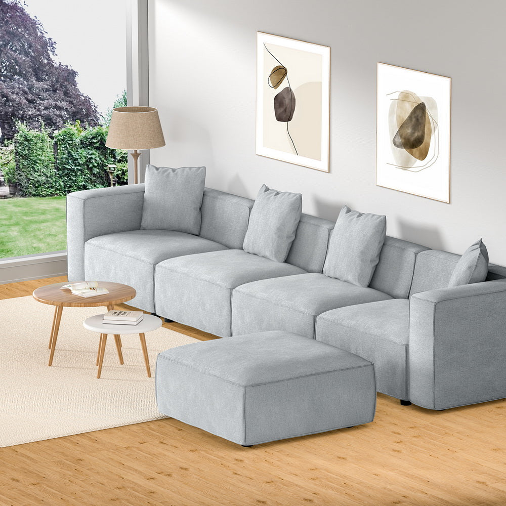 Artiss Modular Sofa Chaise Set 5-Seater Grey 7