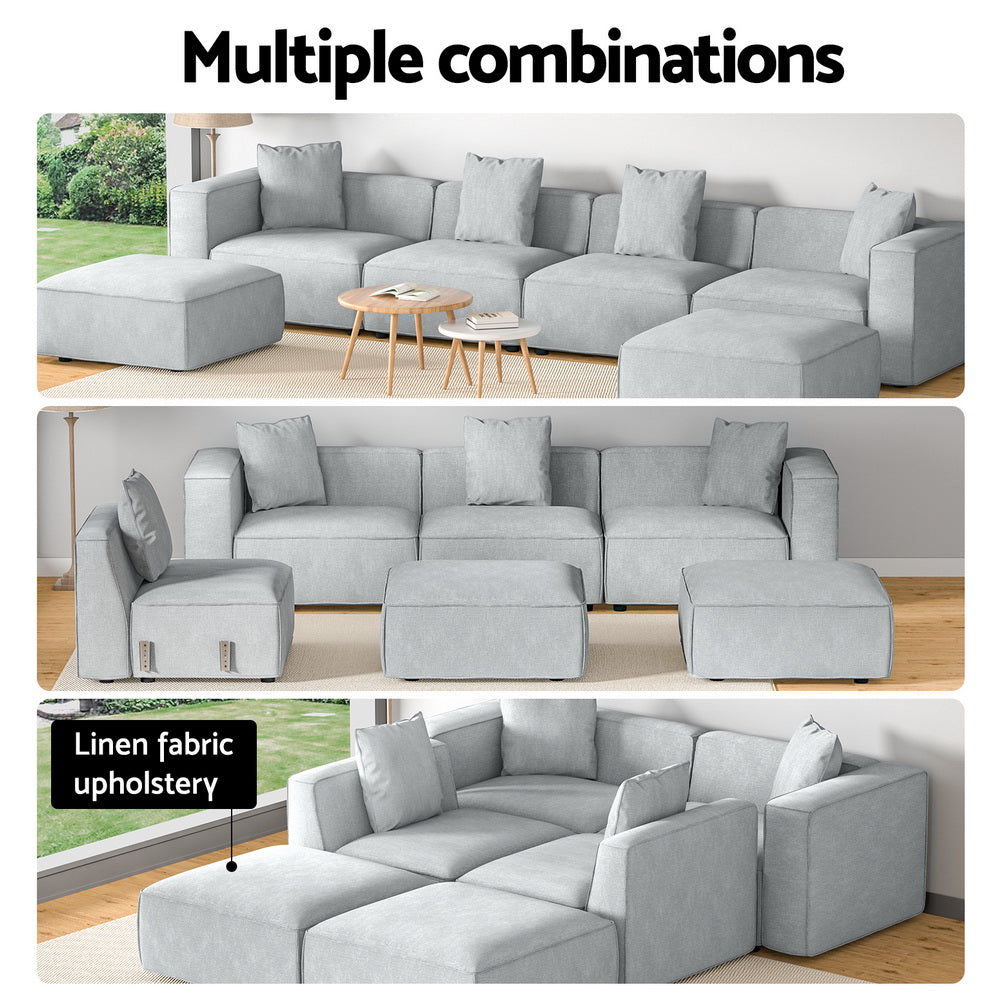 Artiss Modular Sofa Chaise Set 6-Seater Grey 4