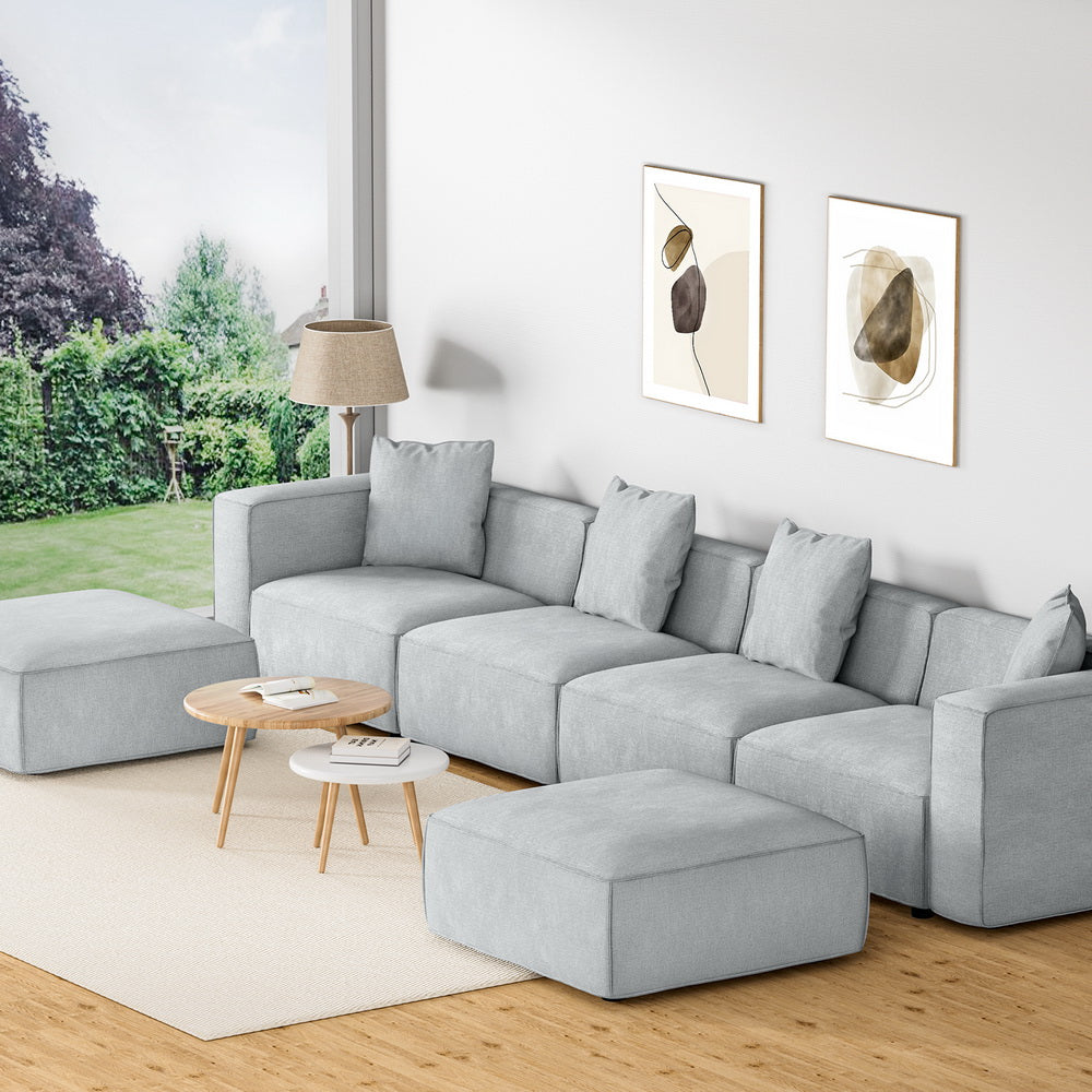 Artiss Modular Sofa Chaise Set 6-Seater Grey 7
