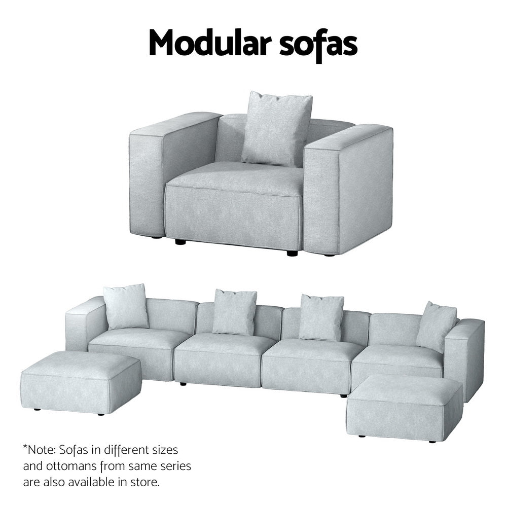 Artiss Modular Sofa Chaise Set 1-Seater Grey 6