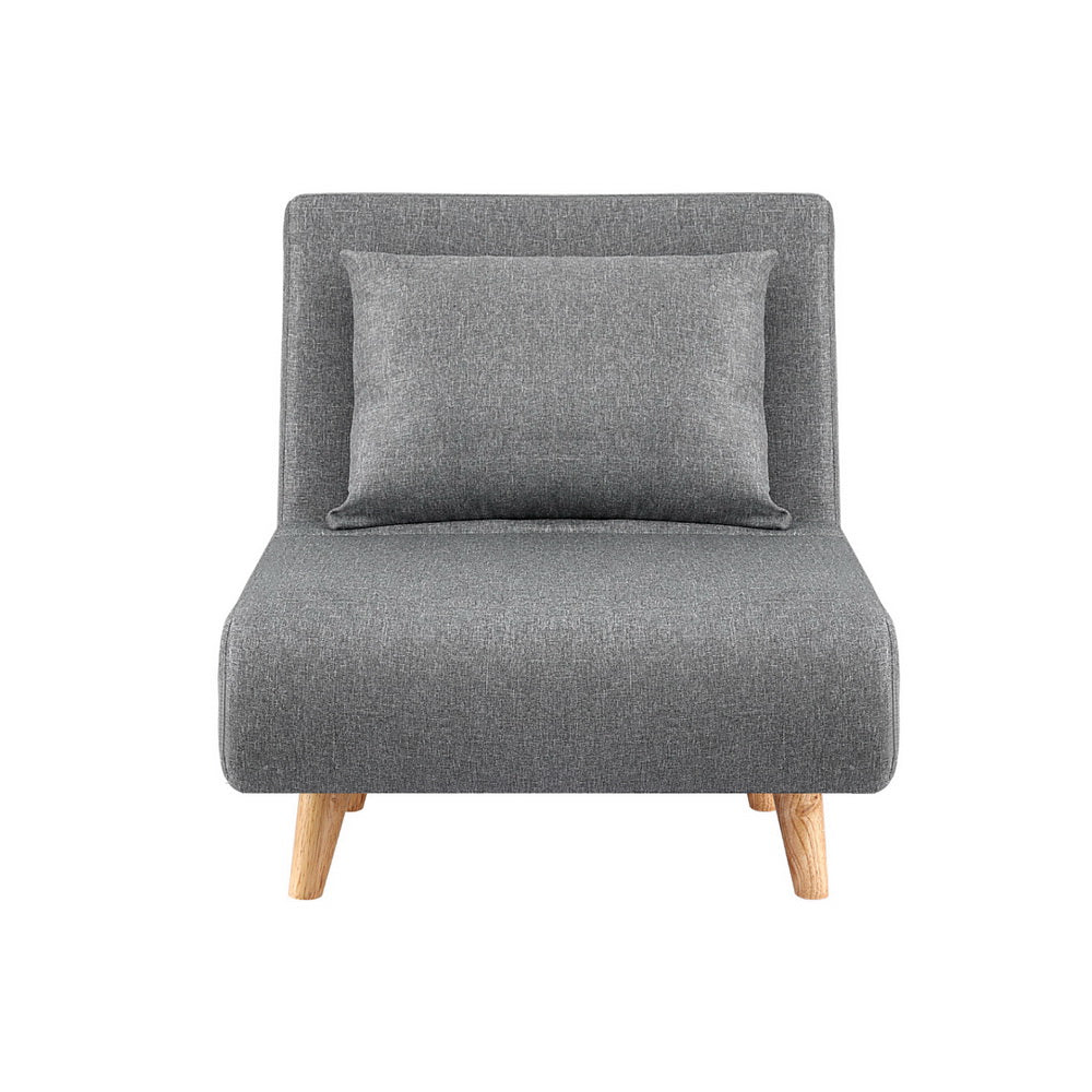 Artiss Sofa Bed Convertible Couch Recliner Lounge Chair Linen Grey 3