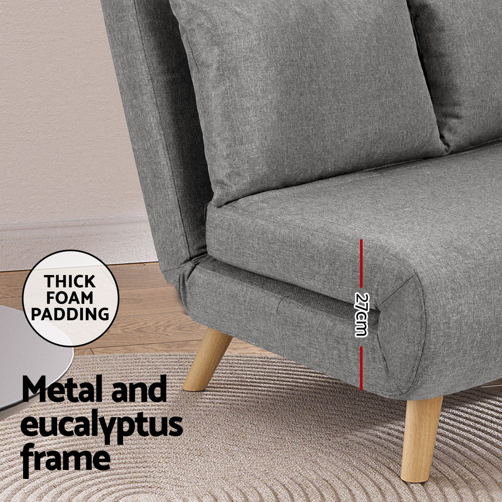 Artiss Sofa Bed 2 Seater Convertible Couch Recliner Lounge Chair Linen 5