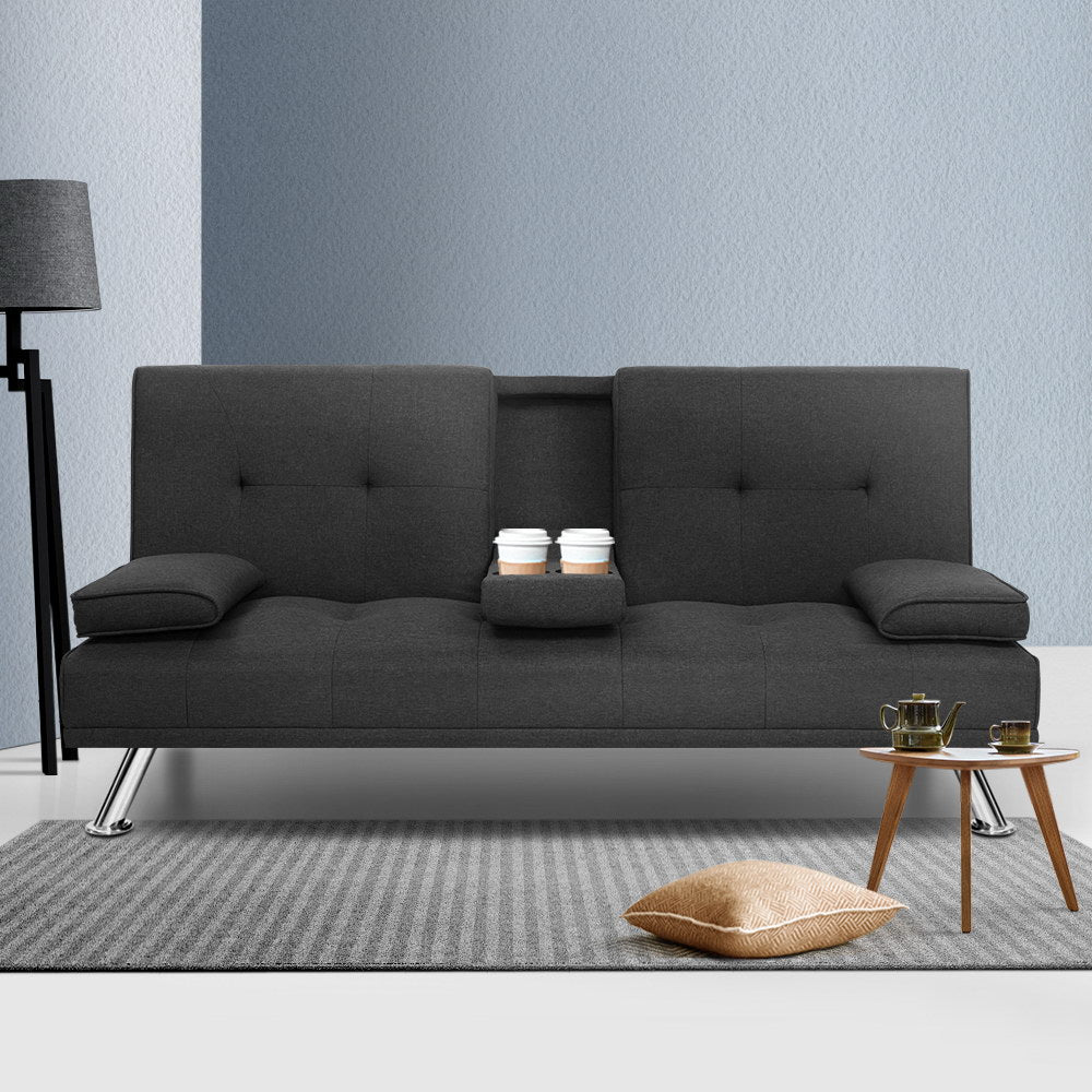 Artiss Sofa Bed 175CM Dark Grey Fabric 7