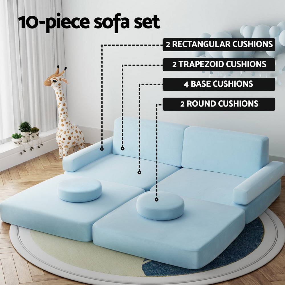 Artiss Sofa Bed 2 Seater Couch Kid Play DIY Modular Lounge Chaise Suite Velvet 4
