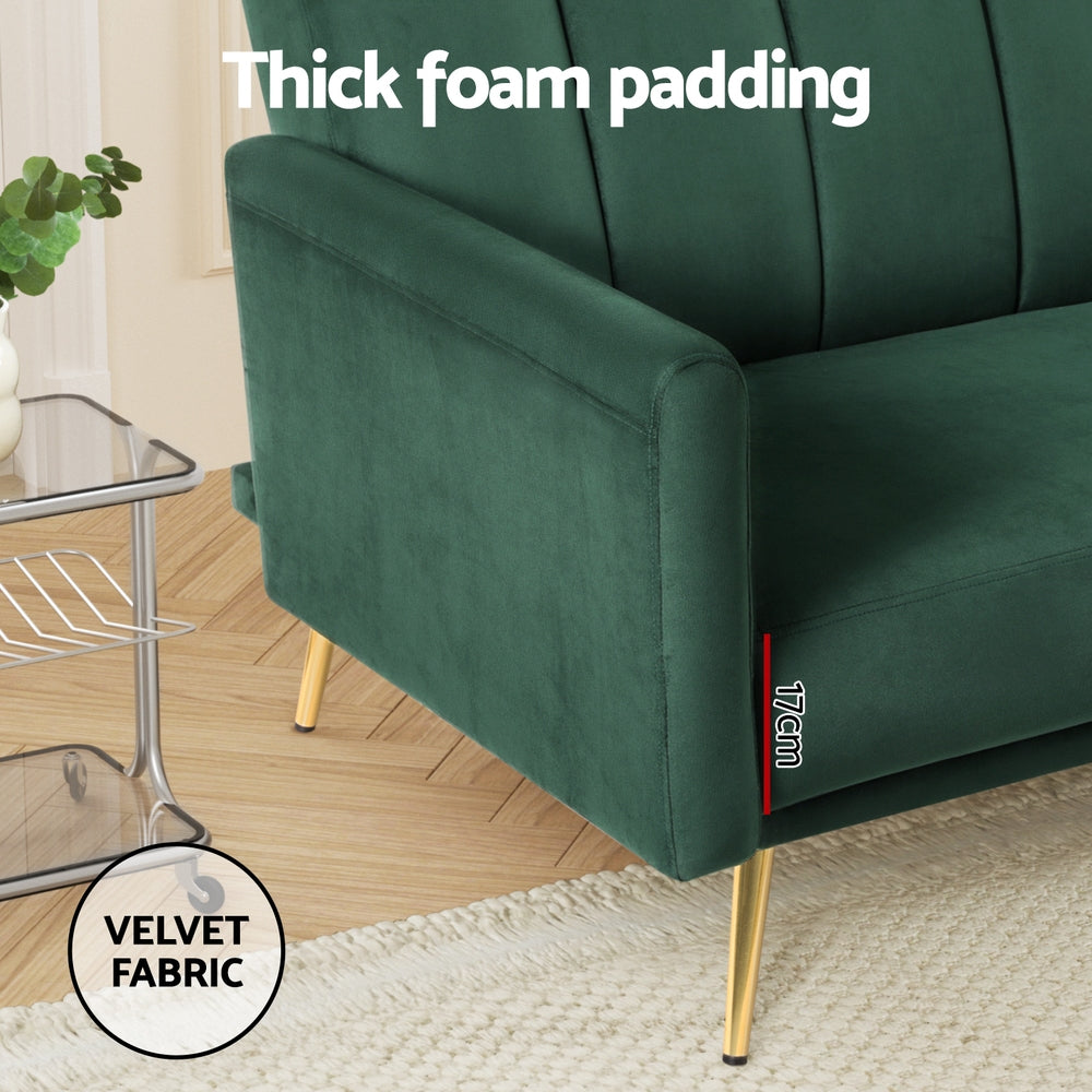 Artiss Sofa Bed 3 Seater Couch Convertible Lounge Adjustable Arm Recliner Velvet 5