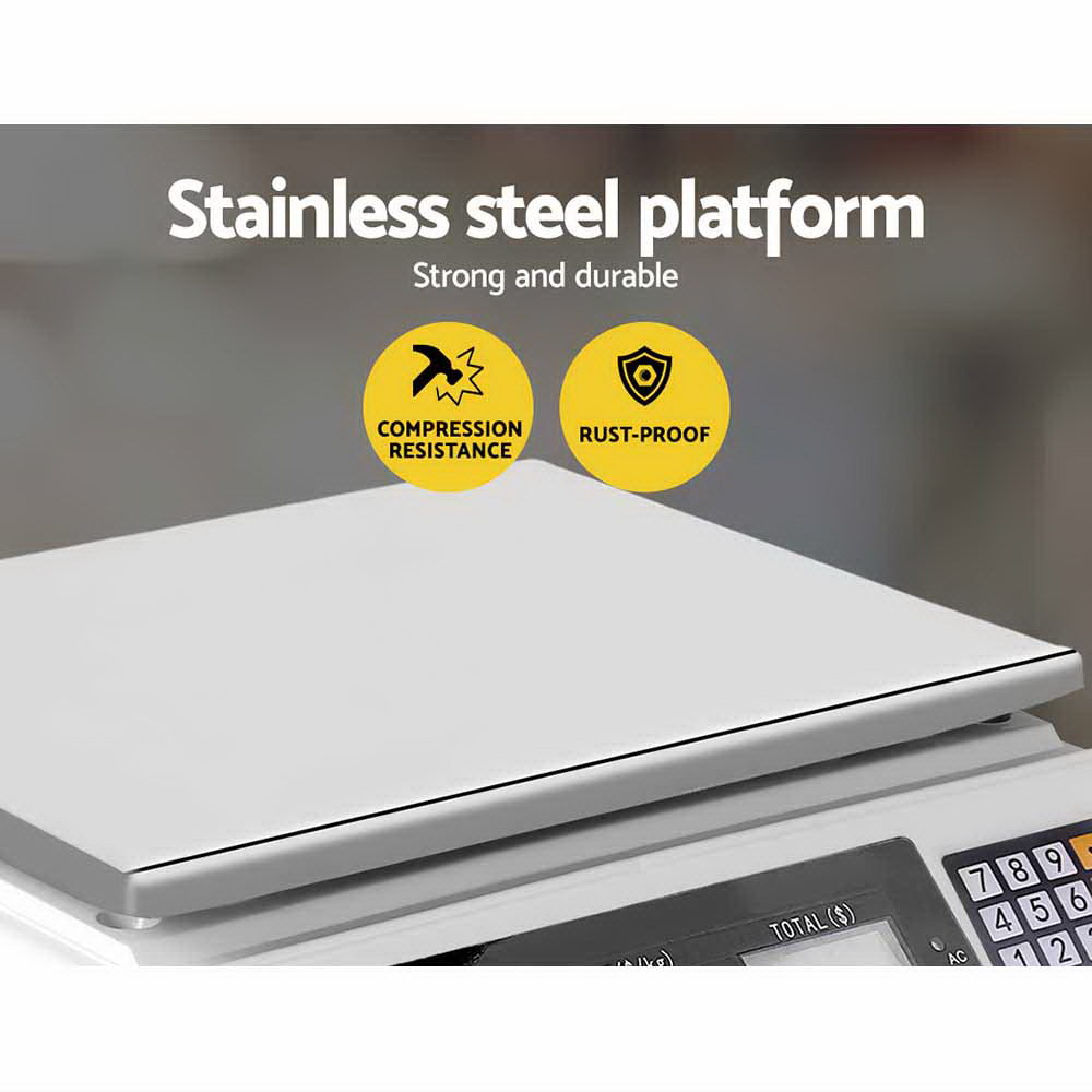 Emajin Scales Digital Kitchen 40KG Weighing Scales Platform Scales White LCD 4