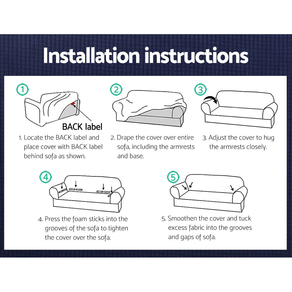 Artiss Sofa Cover Couch Covers 3 Seater High Stretch Grey 5