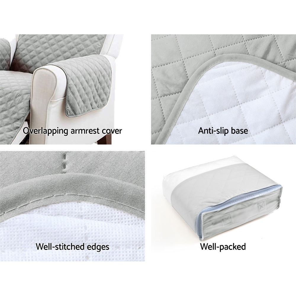 Artiss Sofa Cover Couch Covers 3 Seater Quilted Grey 6