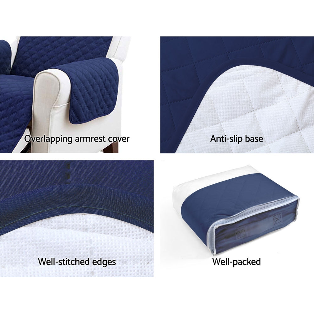 Artiss Sofa Cover Couch Covers 3 Seater Quilted Navy 6