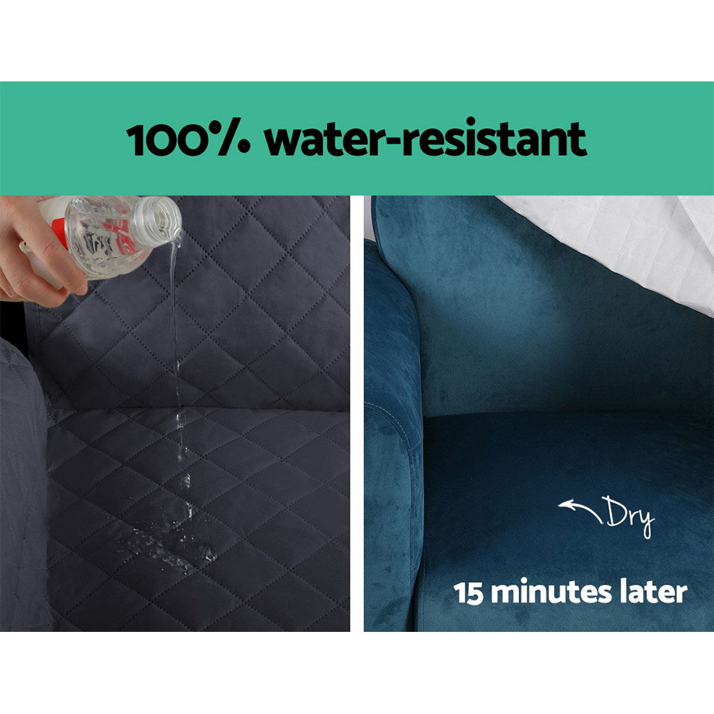 Artiss Sofa Cover Couch Covers 3 Seater 100% Water Resistant Dark Grey 4