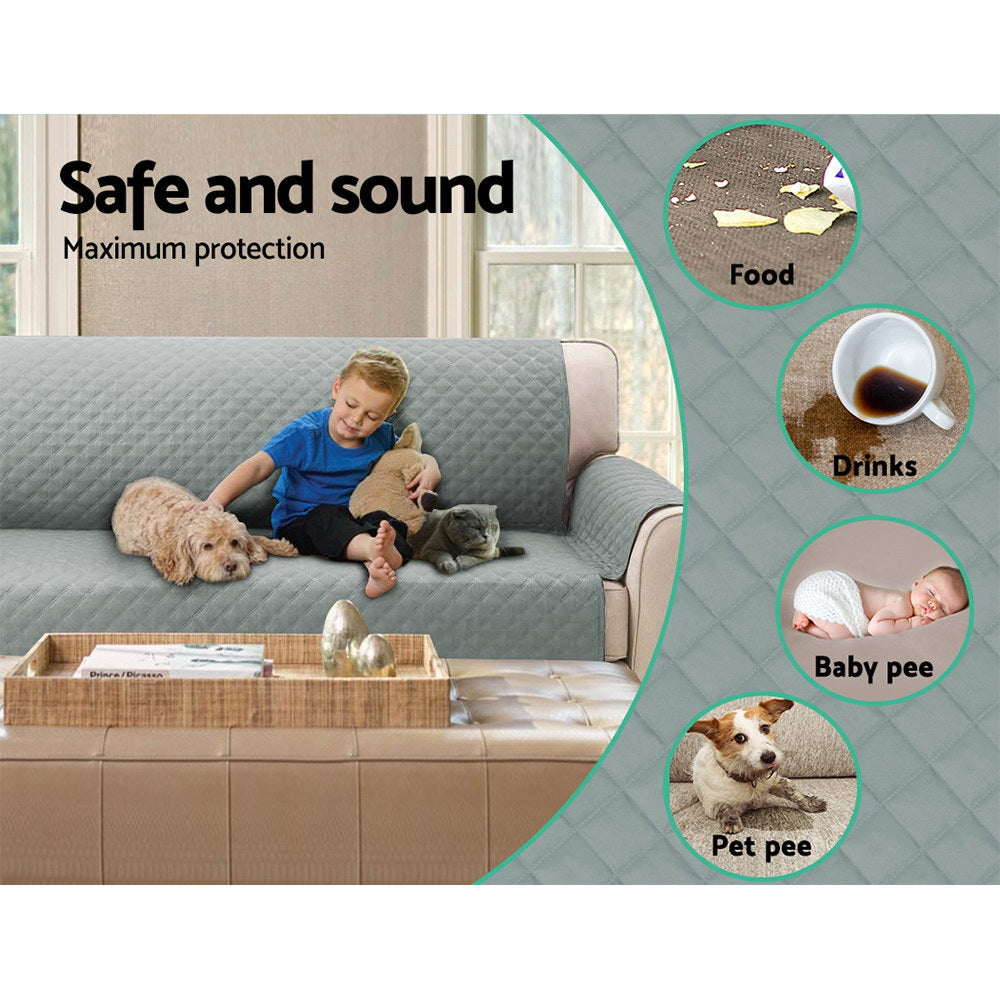 Artiss Sofa Cover Couch Covers 3 Seater 100% Water Resistant Grey 5