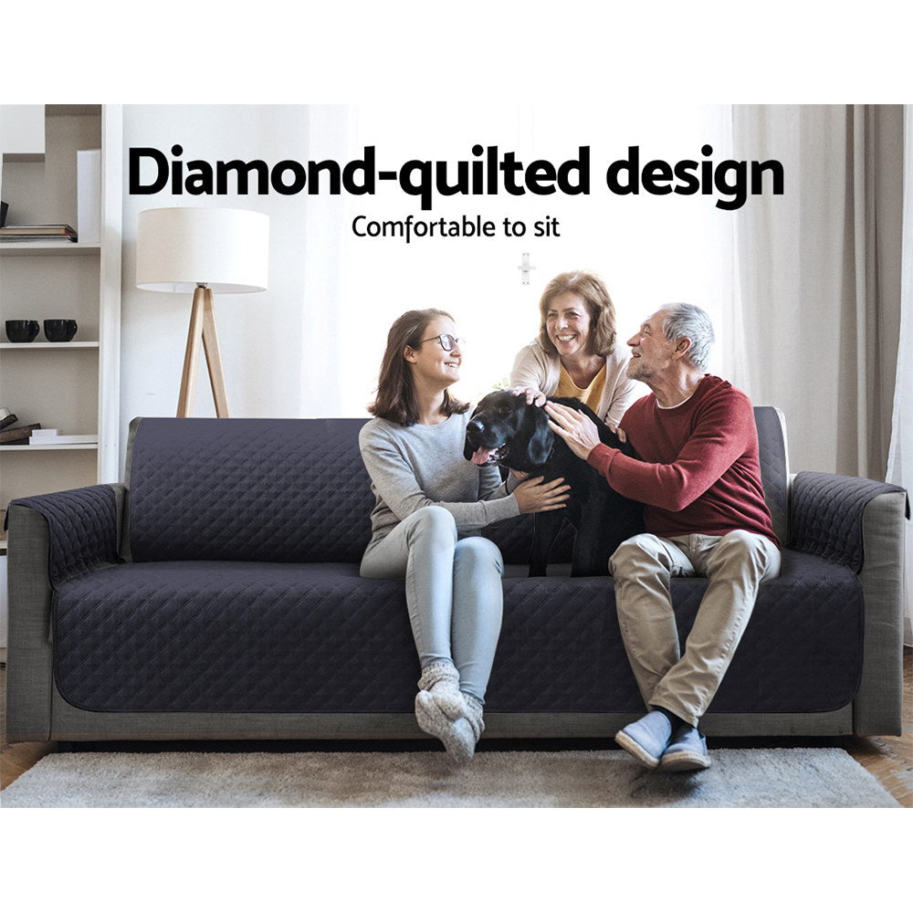 Artiss Sofa Cover Couch Covers 4 Seater 100% Water Resistant Dark Grey 3