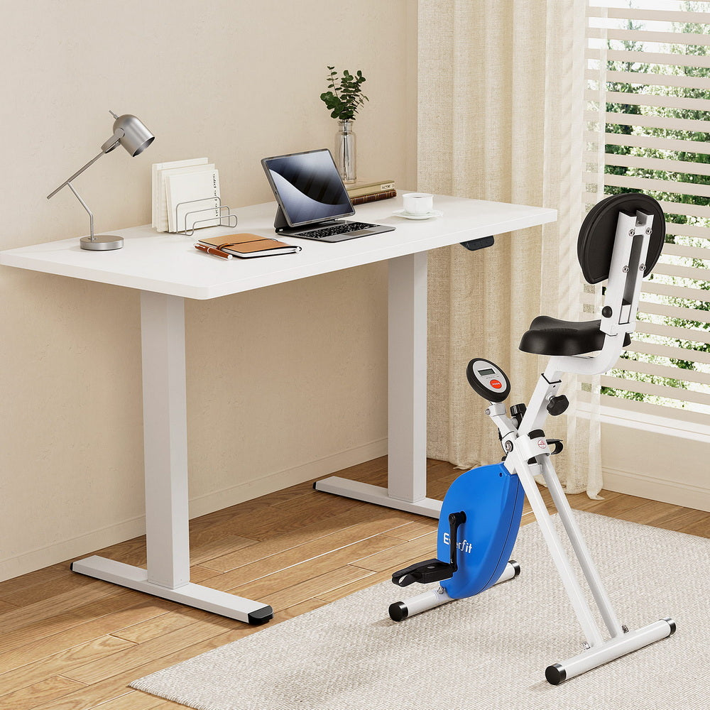 Artiss Under Desk Folding X-Bike with 140cm Automatic Standing Desk Magnetic Resistance White 7