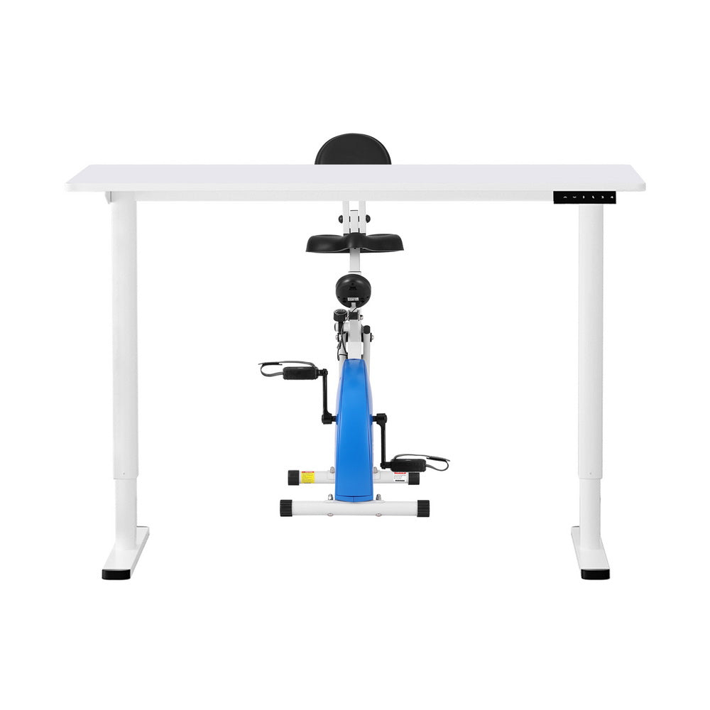 Artiss Under Desk Folding X-Bike with 120cm Automatic Standing Desk Magnetic Resistance White 3