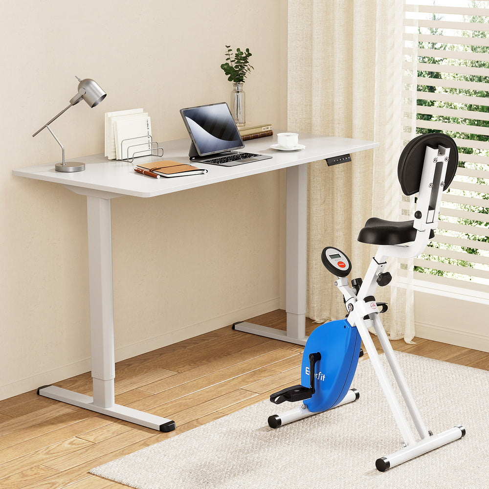 Artiss Under Desk Folding X-Bike with 120cm Automatic Standing Desk Magnetic Resistance White 7