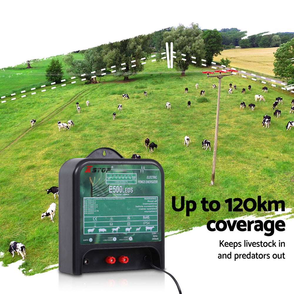XSTOP Electric Fence Energiser 5J 220-240V 120km 5