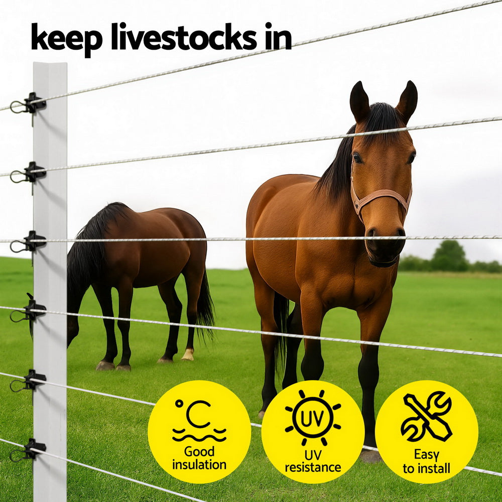 Giantz Electric Fence Insulators 200pcs Pinlock Black 3