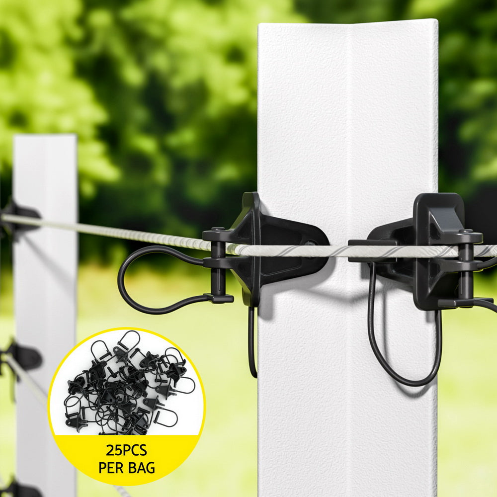 Giantz Electric Fence Insulators 200pcs Pinlock Black 5