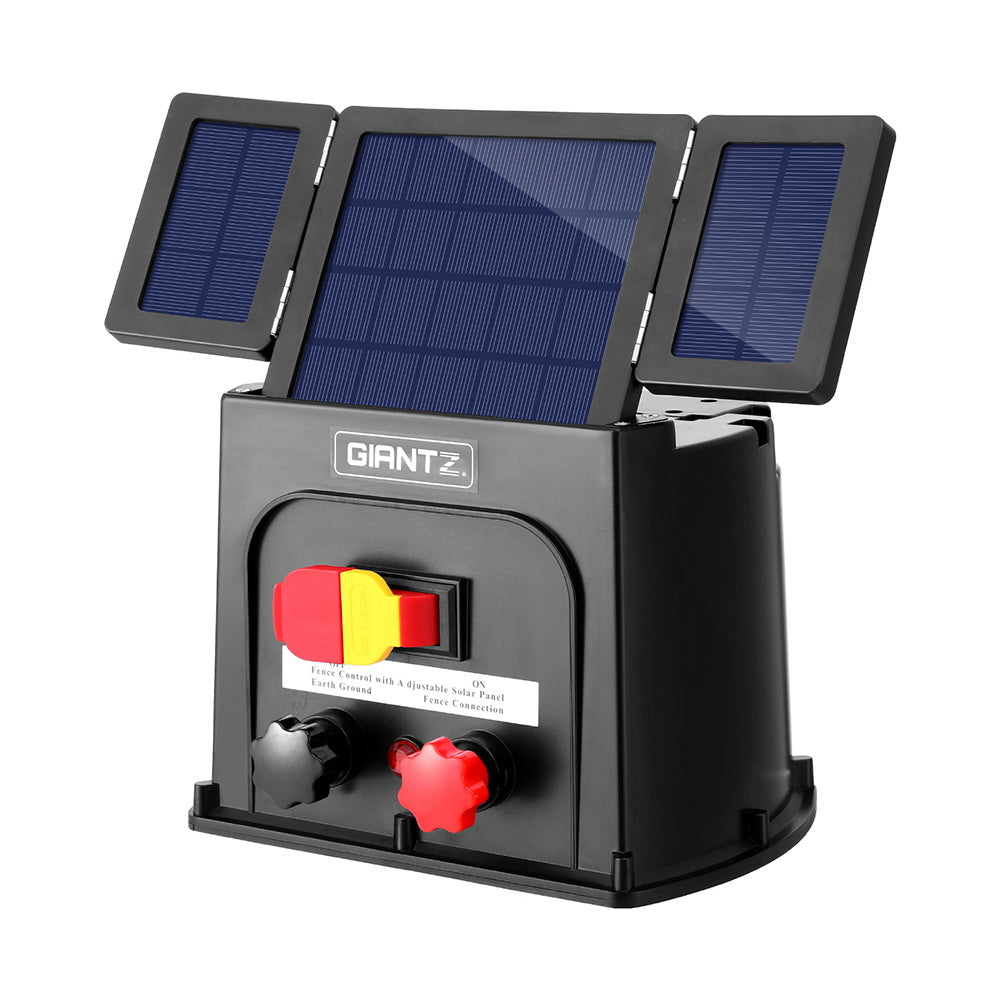 Giantz 3km Electric Fence Energiser PET Solar Energizer 0.1J 7