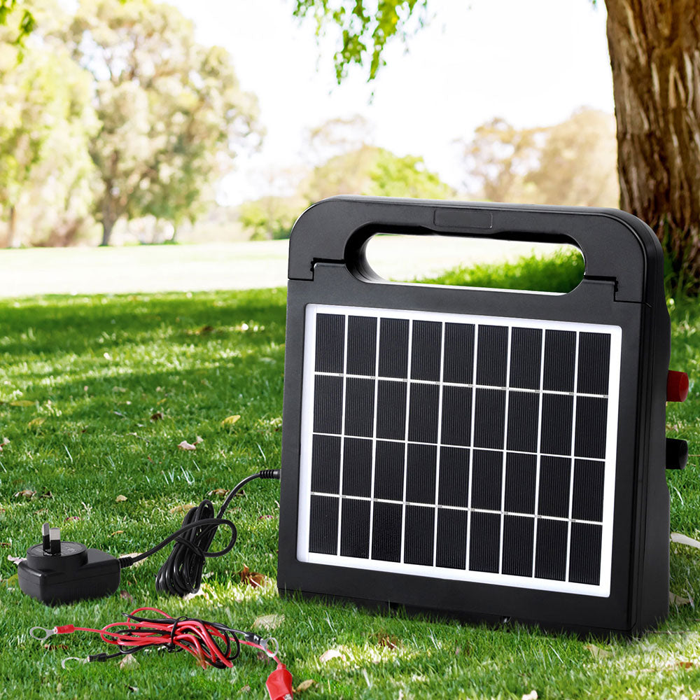 Giantz 5km Electric Fence Energiser Solar Energizer Charger Farm Animal 0.15J 7