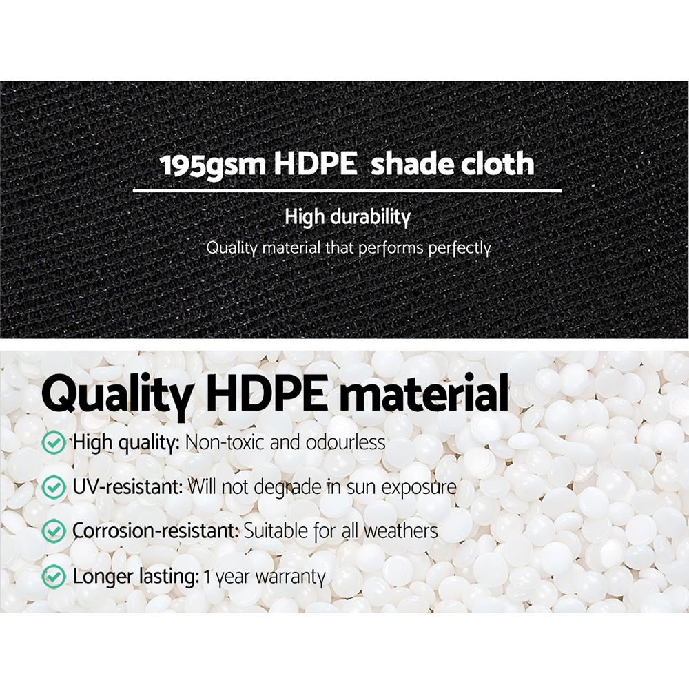 Instahut 90% Shade Cloth 1.83x10m Shadecloth Sail Heavy Duty Black 5