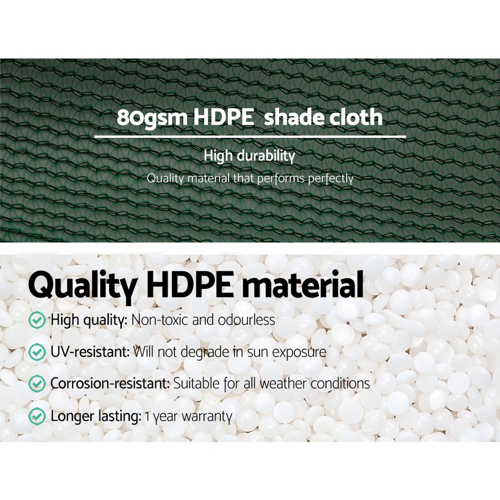 Instahut 30% Shade Cloth 1.83x10m Shadecloth Wide Heavy Duty Green 5