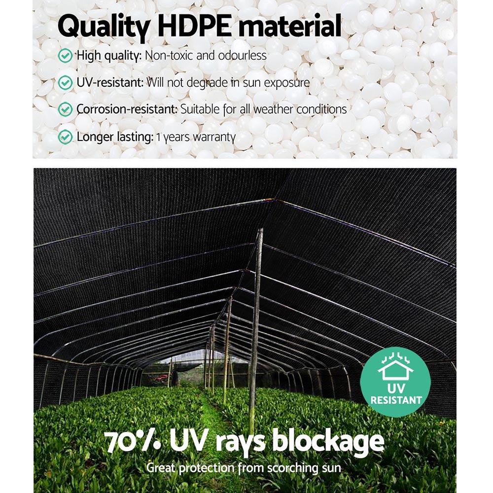 Instahut 70% Shade Cloth 1.83x50m Shade Cloth Sail Heavy Duty Shadecloth Garden Mesh Roll BK 6