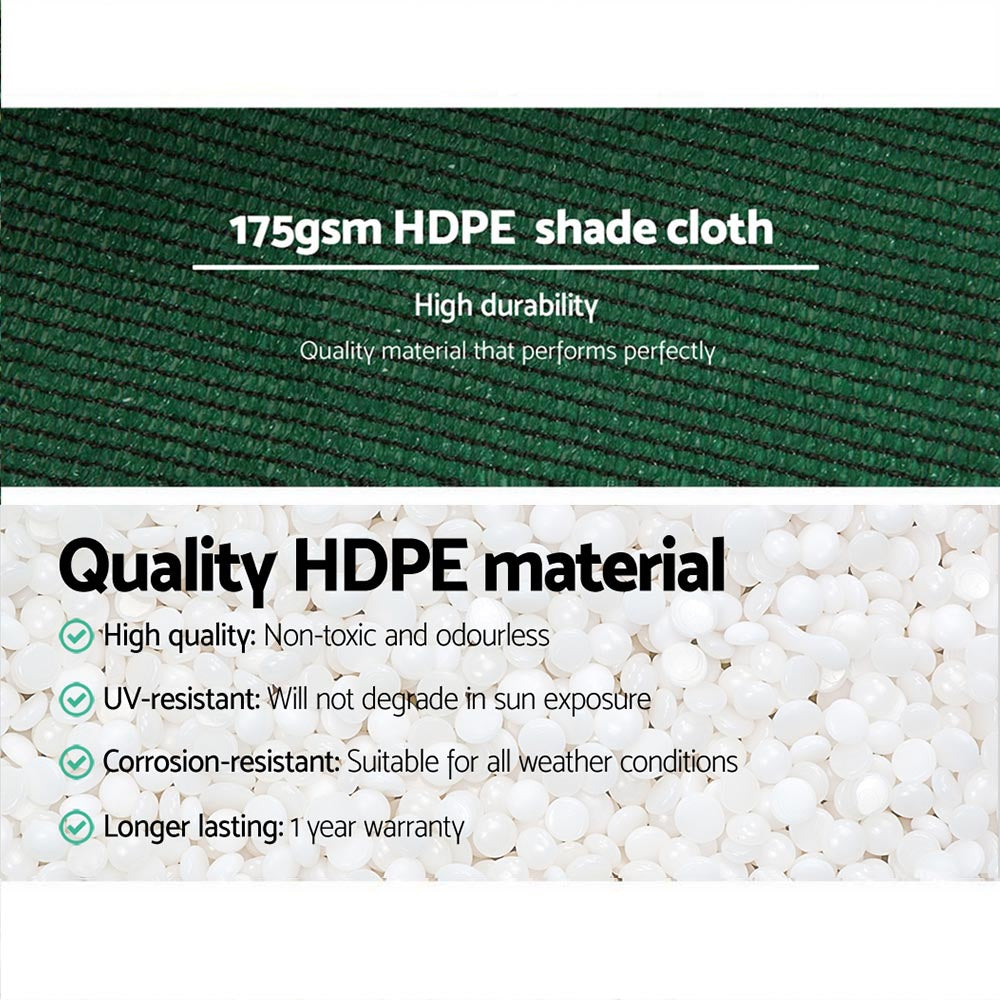 Instahut 70% Shade Cloth 3.66x20m Shadecloth Sail Heavy Duty Green 5