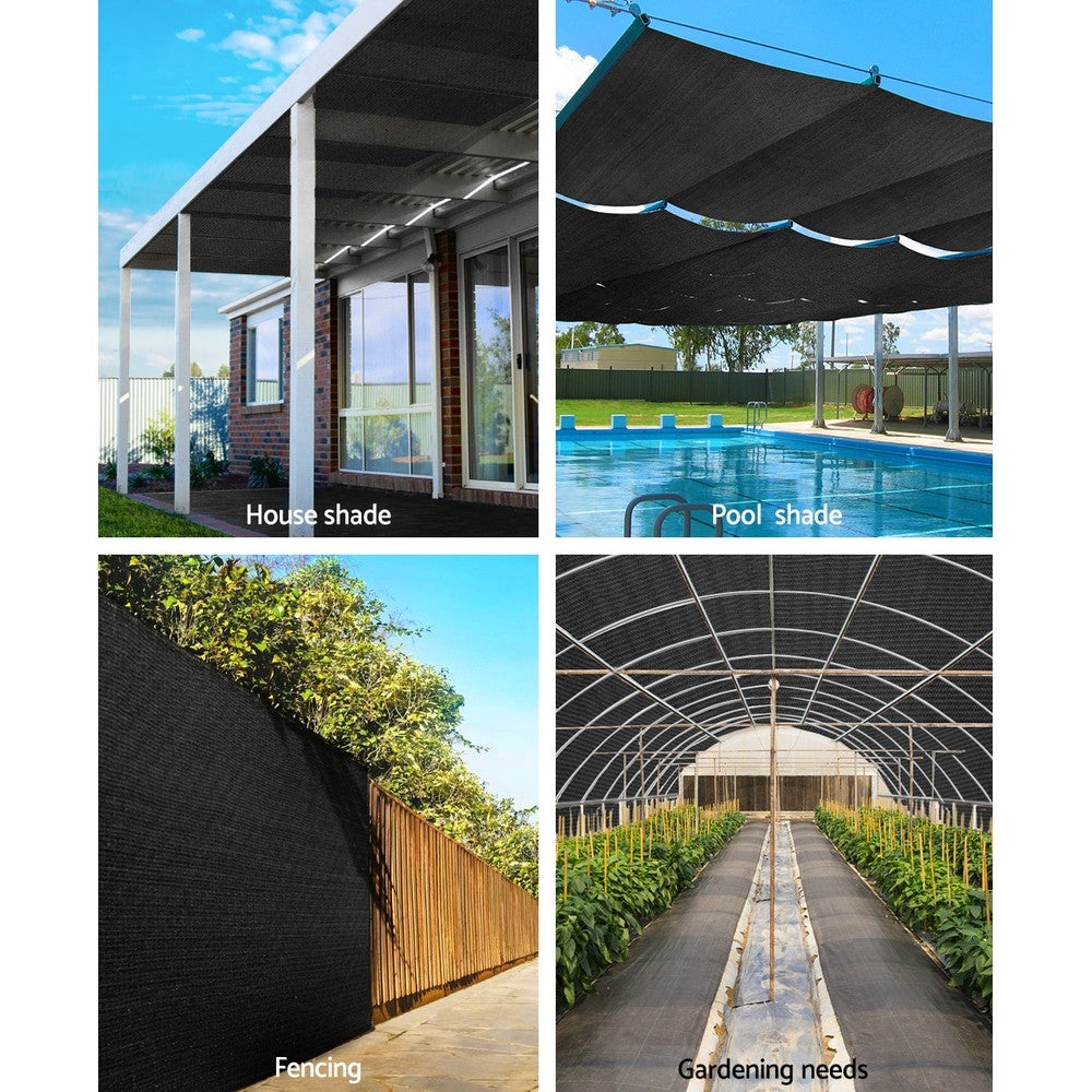Instahut 30% Shade Cloth 3.66x30m Shadecloth Wide Heavy Duty Black 4