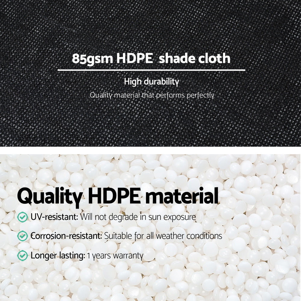 Instahut Shade Cloth Sun Shade Fabric Patio UV Resistant Black 10x2m 4