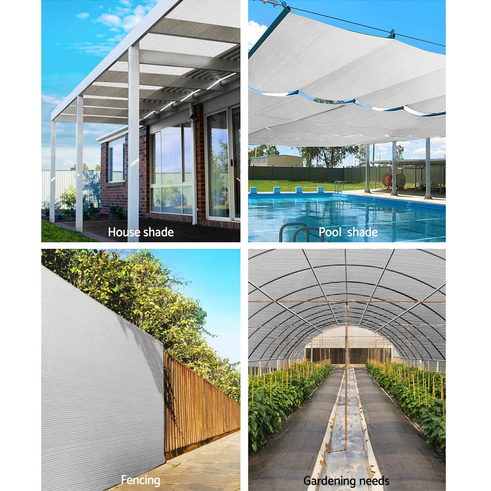 Instahut 90% Shade Cloth 3.66x30m Shadecloth Wide Heavy Duty White 4
