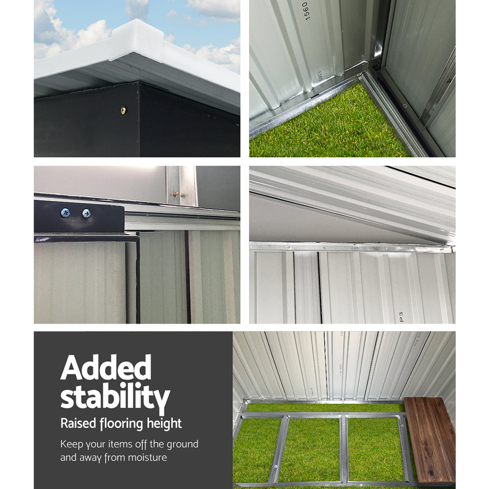 Giantz Garden Shed 1.94x1.21M w/Metal Base Sheds Outdoor Storage Tool Steel House Sliding Door 6