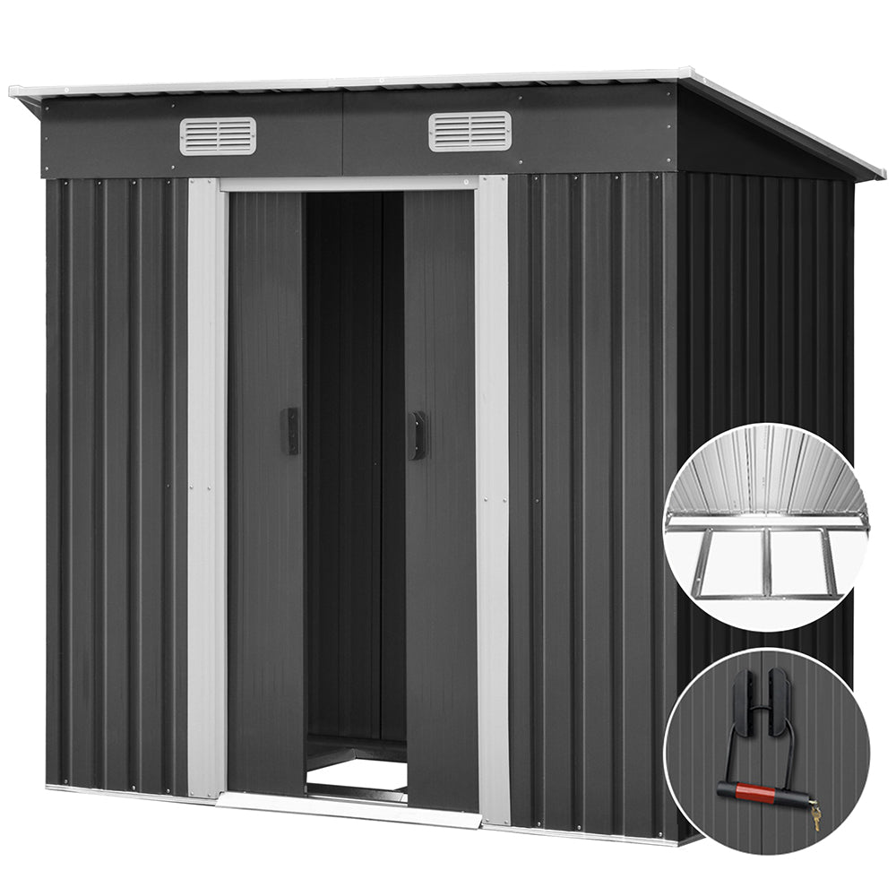 Giantz Garden Shed 1.94x1.21M w/Metal Base Sheds Outdoor Storage Tool Steel House Sliding Door 8