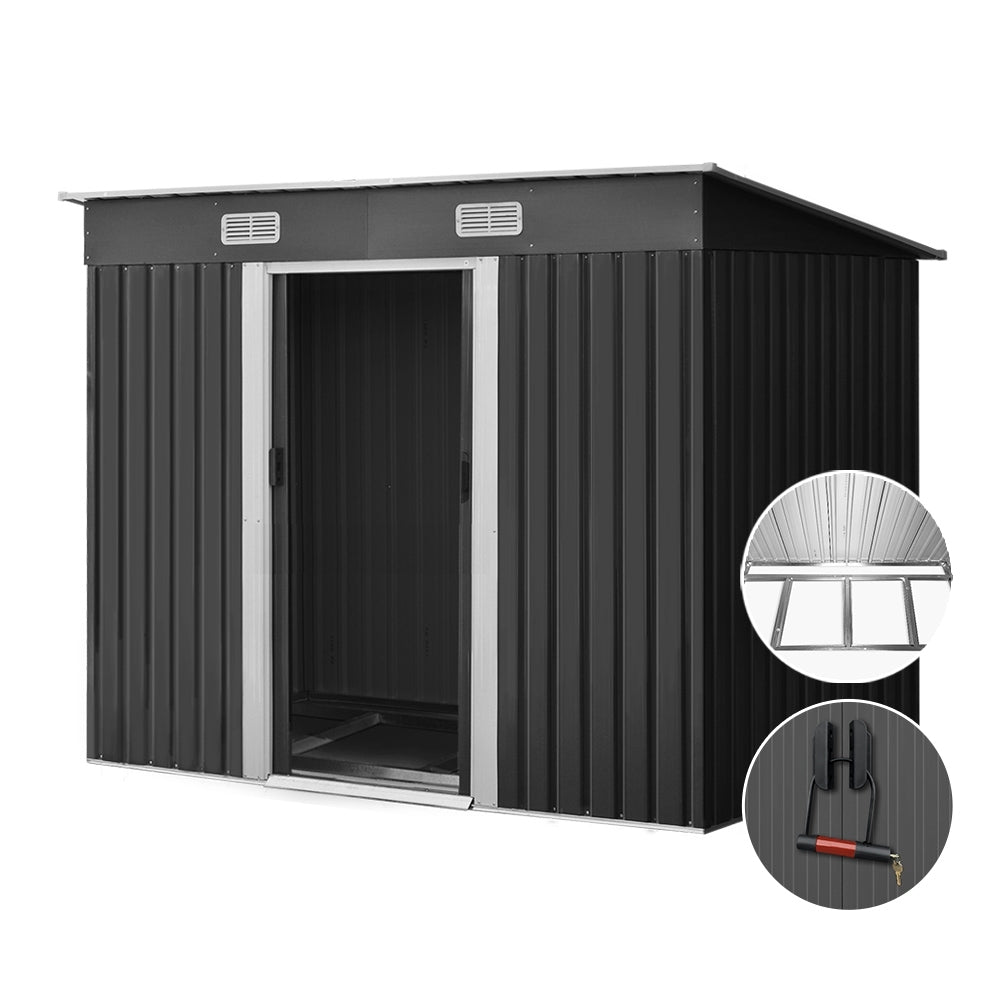 Giantz Garden Shed 2.38x1.31M w/Metal Base Sheds Outdoor Storage Tool Workshop Sliding Door 8