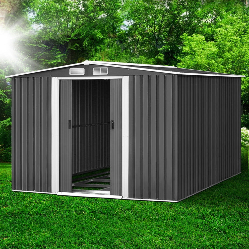 Giantz Garden Shed 2.58x3.14M w/Metal Base Sheds Outdoor Storage Workshop Shelter Sliding Door 7