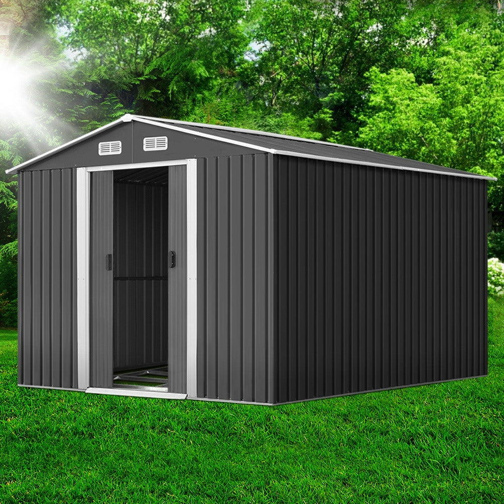Giantz Garden Shed 2.6x3.9M w/Metal Base Sheds Outdoor Storage Workshop Tool Shelter Sliding Door 7