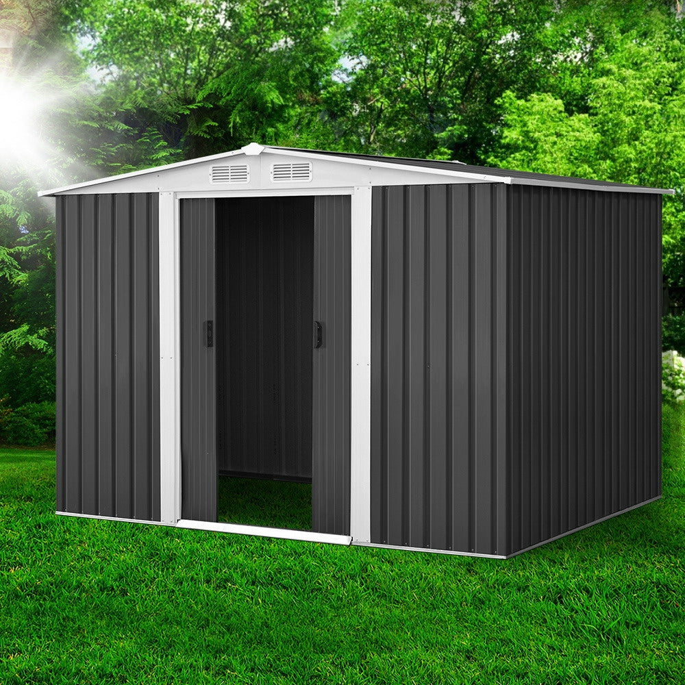Giantz Garden Shed 2.58x2.07M Sheds Outdoor Storage Workshop Metal Shelter Sliding Door 7