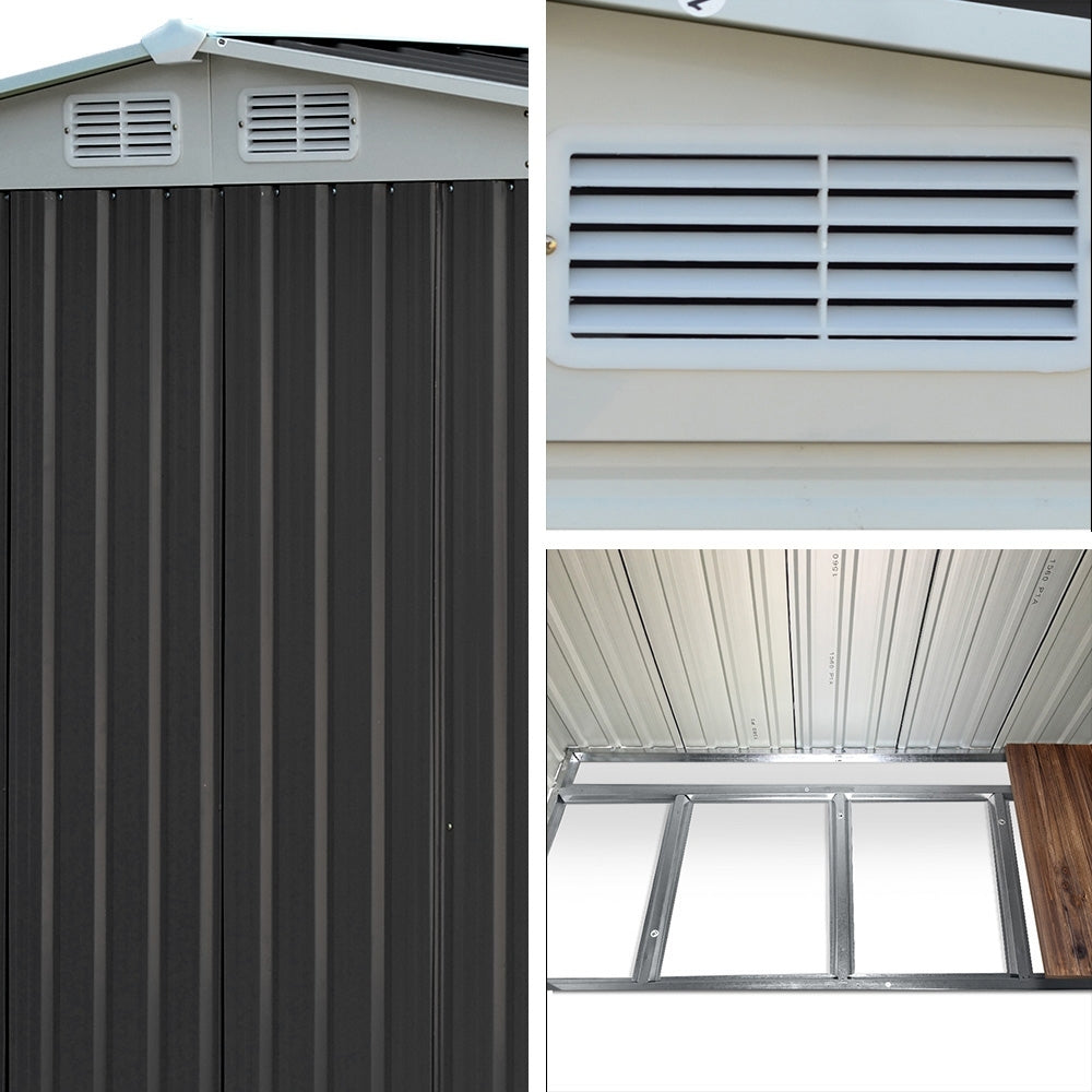 Giantz Garden Shed 2.58x2.07M w/Metal Base Sheds Outdoor Storage Double Door Tool 6