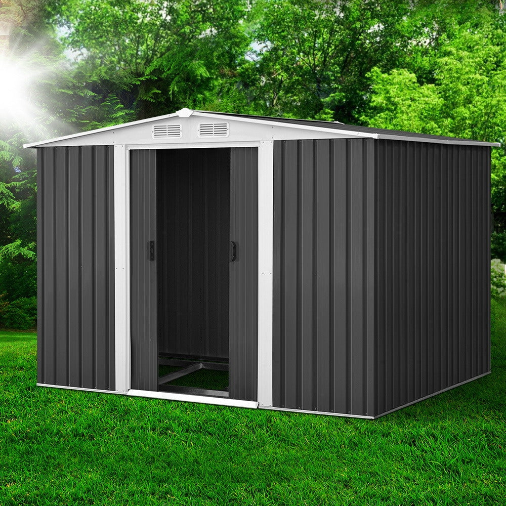 Giantz Garden Shed 2.58x2.07M w/Metal Base Sheds Outdoor Storage Double Door Tool 7