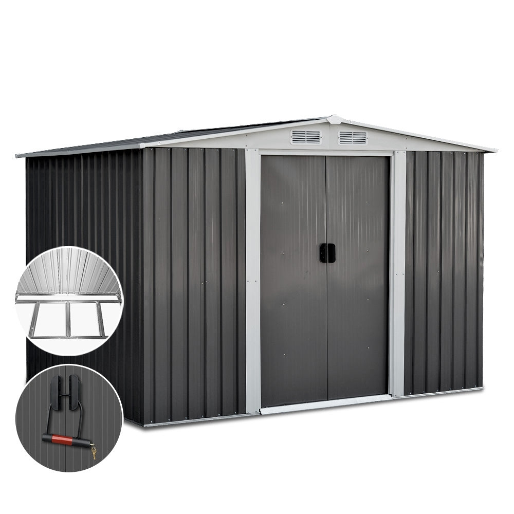 Giantz Garden Shed 2.58x2.07M w/Metal Base Sheds Outdoor Storage Double Door Tool 8