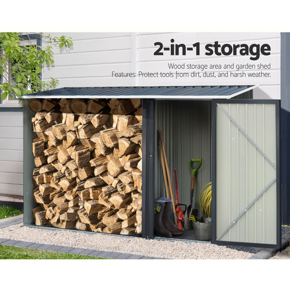 Giantz Garden Shed 2.49x1.04M Sheds Outdoor Tool Storage Workshop House Steel 2 in 1 4